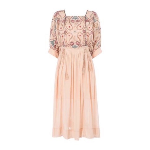 FREE PEOPLE Mesa Embroidered Midi Dress Rose NWT - Picture 4 of 4